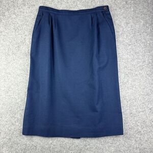 VTG Pendleton Skirt Womens 12 Navy Wool Pleated Lined Office Academia USA Made